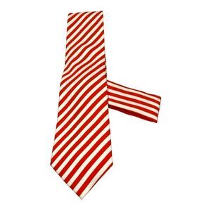 MEN'S ST. PATRICK RED/WHITE THIN DIAGONAL STRIPE TIE & POCKET SQUARE SET.